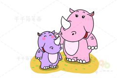 犀牛简笔画 儿童幼儿亲子画