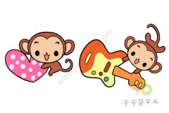 玩吉他的猴子简笔画图片