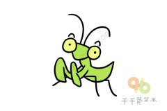 大眼睛的螳螂简笔画步骤图