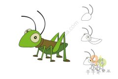 大眼睛蚂蚱简笔画