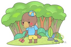 捡垃圾的鸭嘴兽简笔画 保护环境人人有责