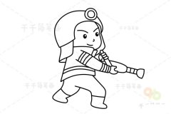 消防员灭火简笔画图片