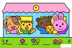 打招呼的小动物简笔画 你好呀