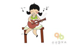 弹吉他的小姑娘简笔画画法