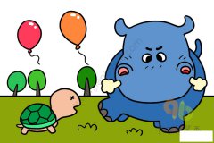 生气的河马 情景动物简笔画