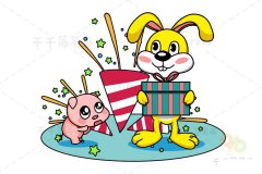 收到生日礼物的小兔子简笔画