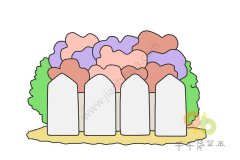 漂亮的花坛简笔画