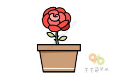 火红的玫瑰花简笔画图片