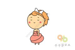 甜甜圈女孩简笔画