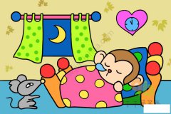 睡梦中的小猴 情景动物简笔画