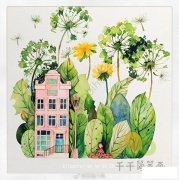 美腻通透的水彩植物简笔画,炫目的色彩