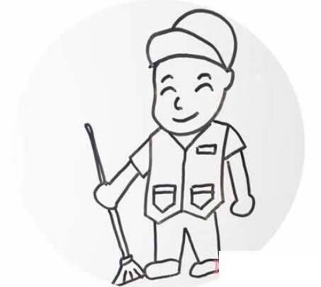 清洁工人怎么画简洁易学_带步骤图清洁工简笔画图片