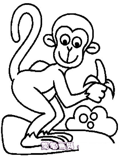 吃香蕉的小猴子简笔画4