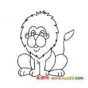 动物简笔画：困了的的狮子