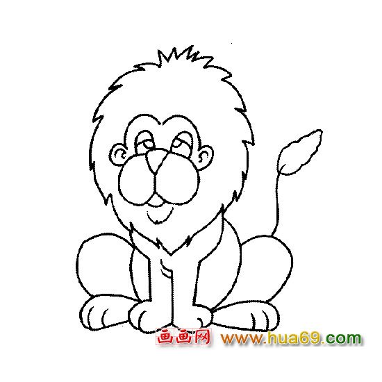 动物简笔画:困了的的狮子