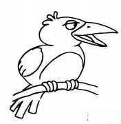 树枝上的乌鸦简笔画图片