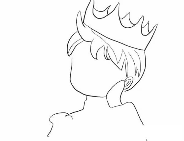 戴王冠的王子简笔画步骤图