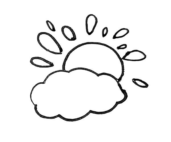 晴转多云简笔画