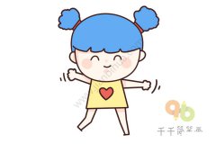 桃心小女孩简笔画 给你一个大大的拥抱