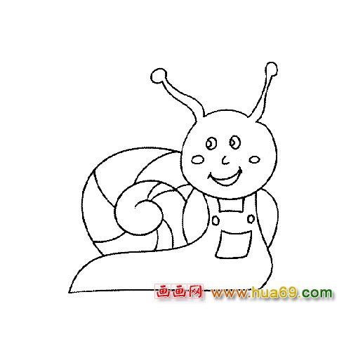 动物简笔画：开心的小蜗牛