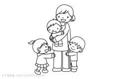 欢乐的一家人简笔画图片