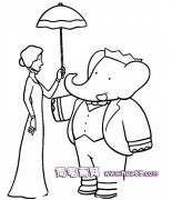 大象和女士的简笔画