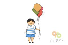 气球男孩简笔画