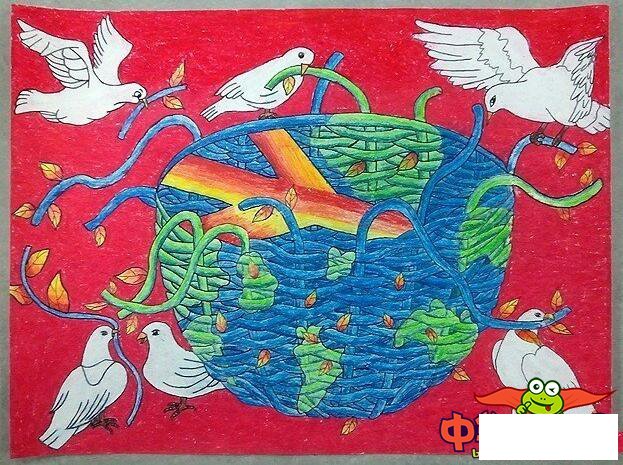 世界和平儿童画获奖作品,拥抱和平主题儿童画