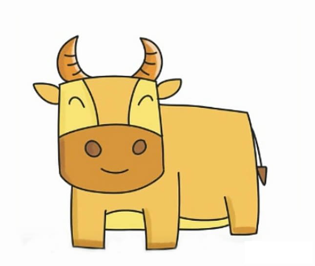 大黄牛简笔画的画法步骤图