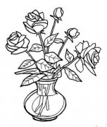 花瓶中的玫瑰花简笔画画法_怎么画花瓶中的玫瑰