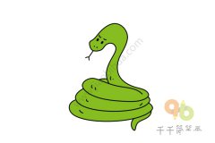 教你画绿蛇简笔画