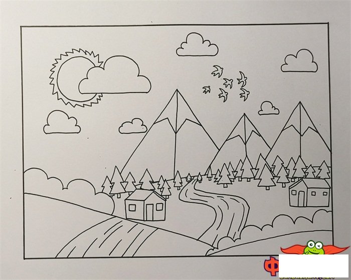 一幅春天简单漂亮的画,春天怎么画简单好看