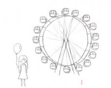 手绘摩天轮的画法简单漂亮 摩天轮简笔画图片