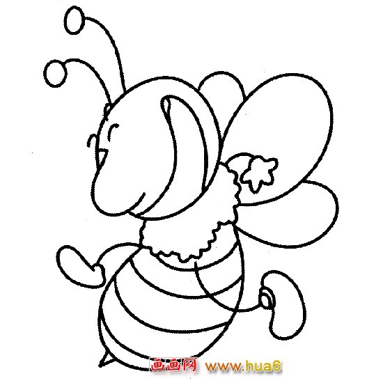 乐呵呵的蜜蜂简笔画