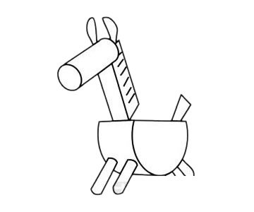 小木马简笔画图片步骤四