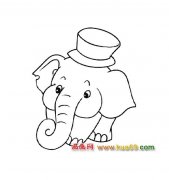 带着帽子的大象（简笔画）