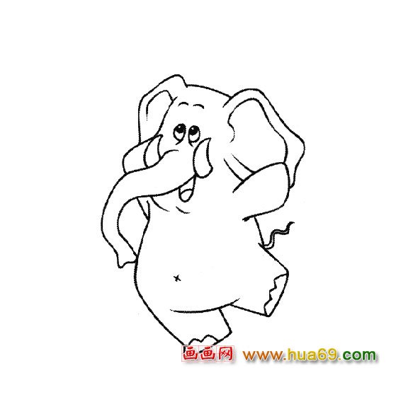 活泼的大象1(简笔画)
