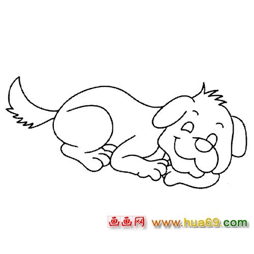 动物简笔画:睡觉的小狗