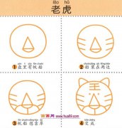 幼儿简笔画：四步画老虎头图解教程