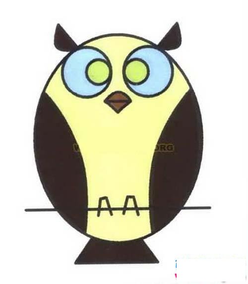 带颜色的猫头鹰简笔画图片大全