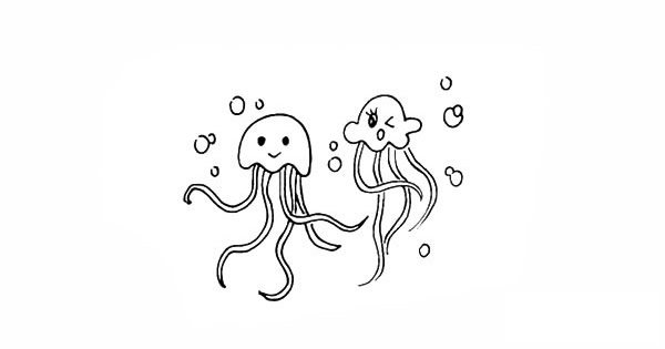 卡通水母简笔画