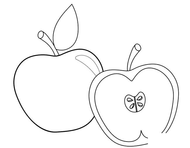 切开的苹果简笔画图片