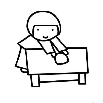 幼儿五一劳动节简笔画图片：擦桌子的小女孩