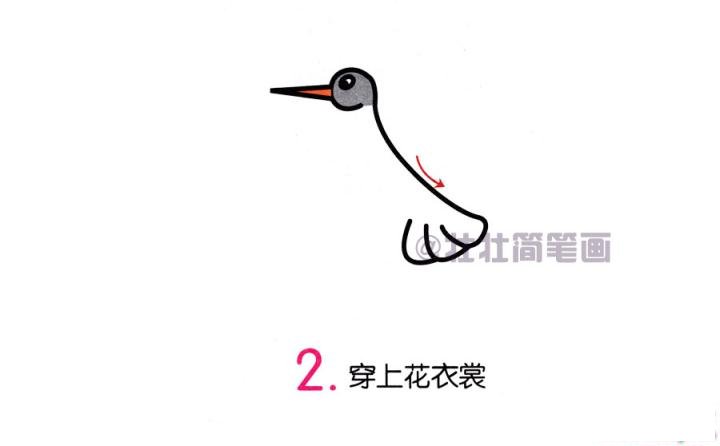 灰鹤简笔画画法_怎么画灰鹤的简笔画