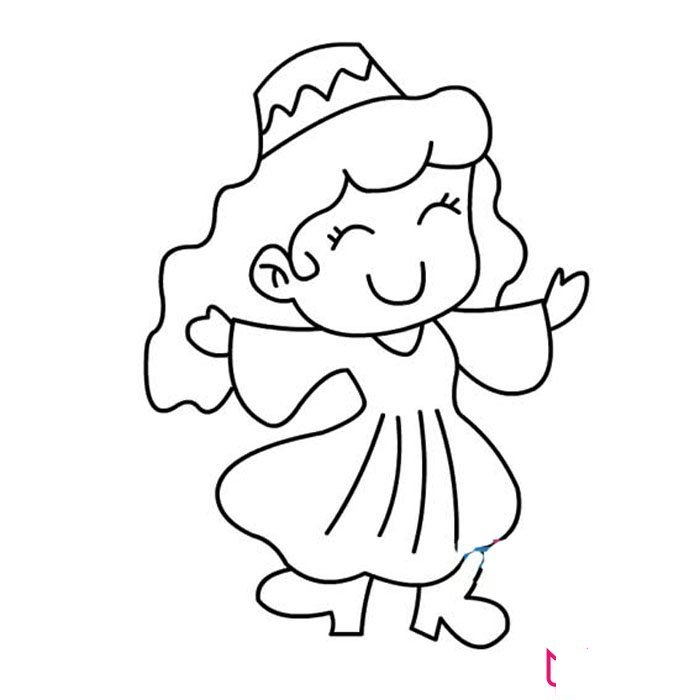 跳舞的新疆姑娘简笔画