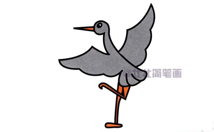 灰鹤简笔画画法_怎么画灰鹤的简笔画