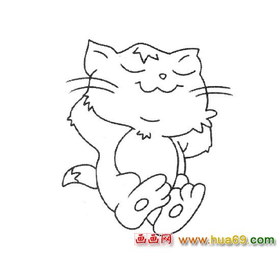 简笔画：睡觉的小猫1