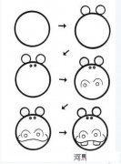 河马头像简笔画画法步骤
