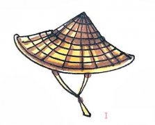 农民斗笠怎么画涂色简笔画步骤教程