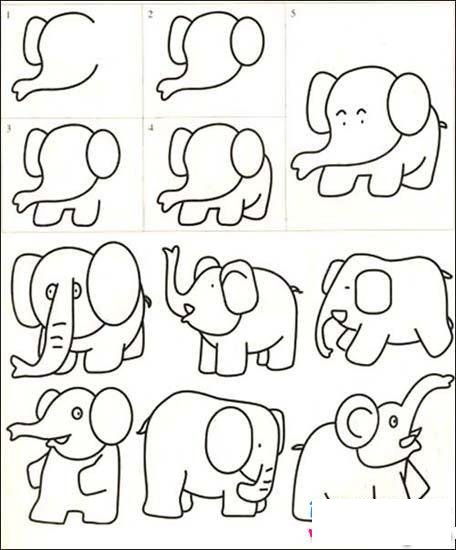 大象简笔画画法教程步骤
